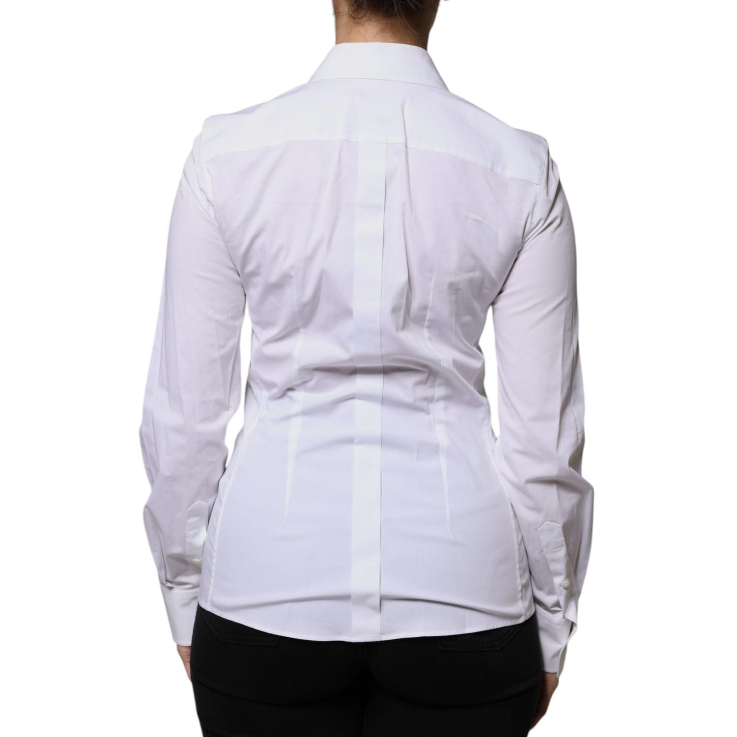 Dolce & Gabbana White Cotton Collared Long Sleeves Shirt Top