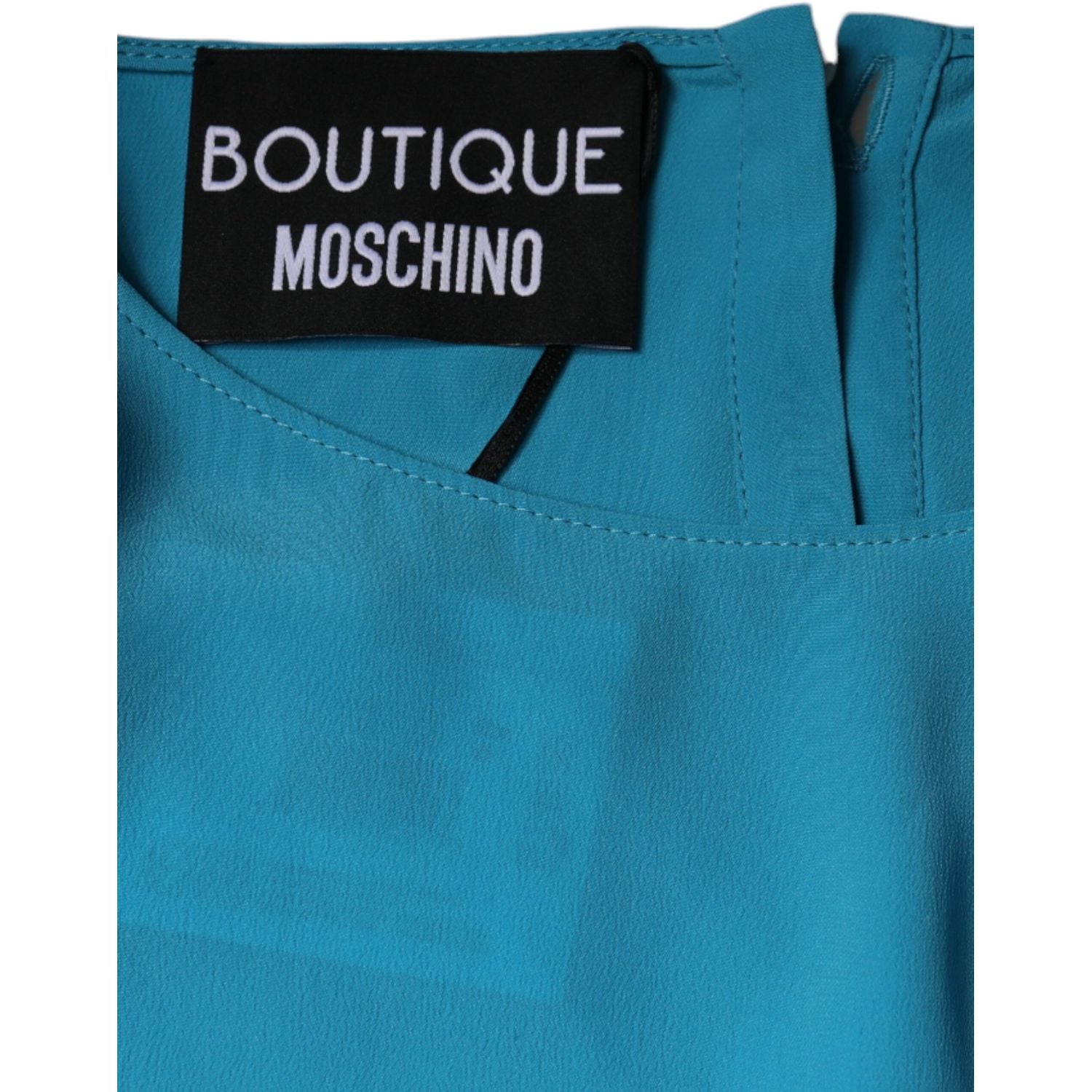 Boutique Moschino Blue Round Neckline Long Sleeves Blouse Top