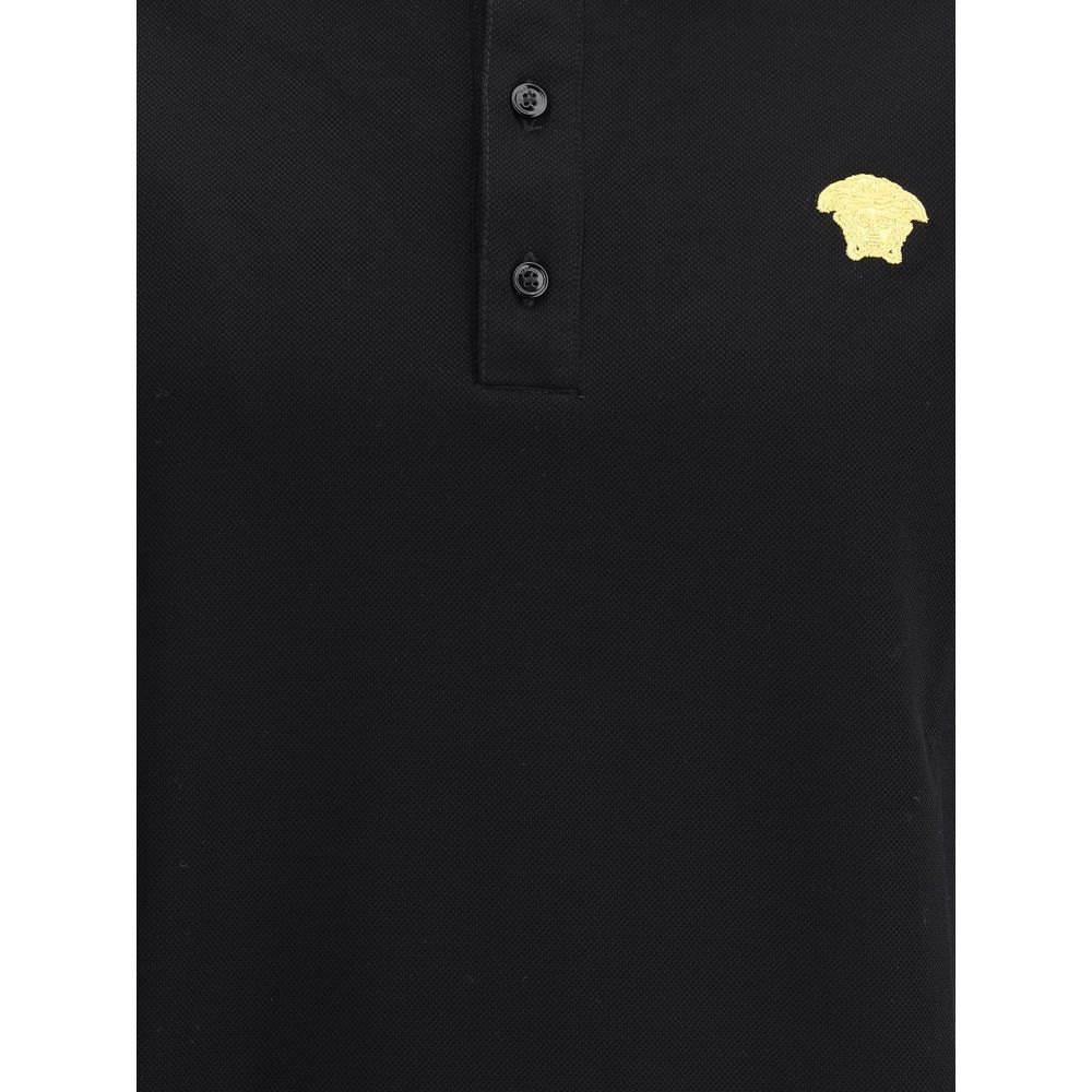 Versace Black Cotton Polo Shirt