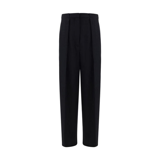 Balmain wide-leg virgin wool pants, featuring front zipper closure, two side and two back welt pockets, monochrome pattern.