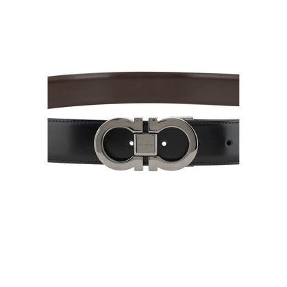 Ferragamo Black Calf Leather Bos Taurus Regular Belt