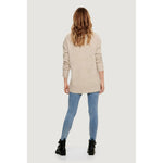 Back view of woman wearing Only Beige Marabou Sweater with jeans, highlighting versatile and trendy fashion style.