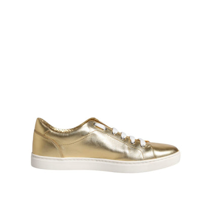 Dolce & Gabbana Gold Leather Logo London Men Sneakers Shoes