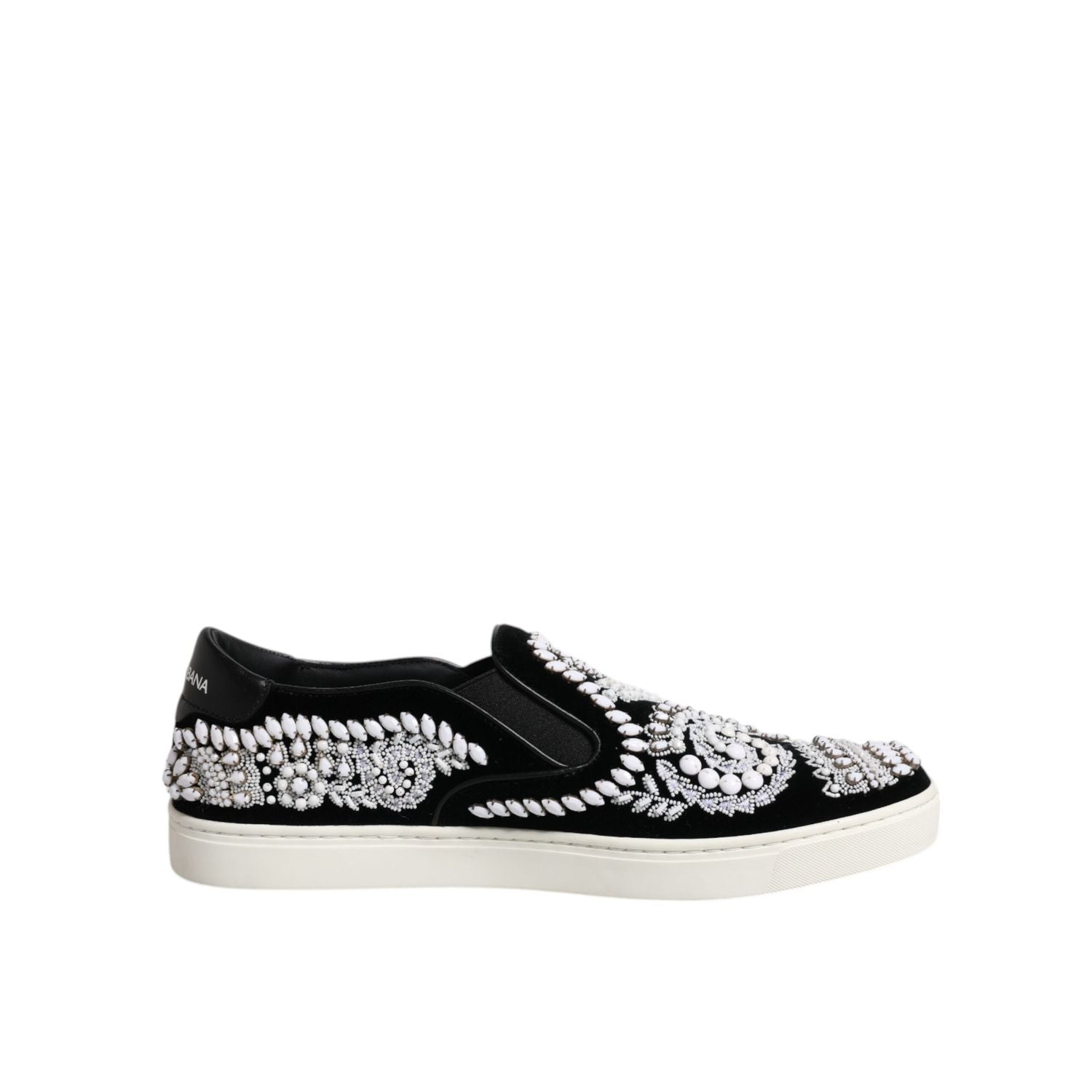 Dolce & Gabbana Black Embellished London Men Slip On Shoes