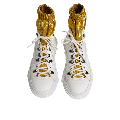 Dolce & Gabbana White Nylon Galileo High Top Sneakers Shoes