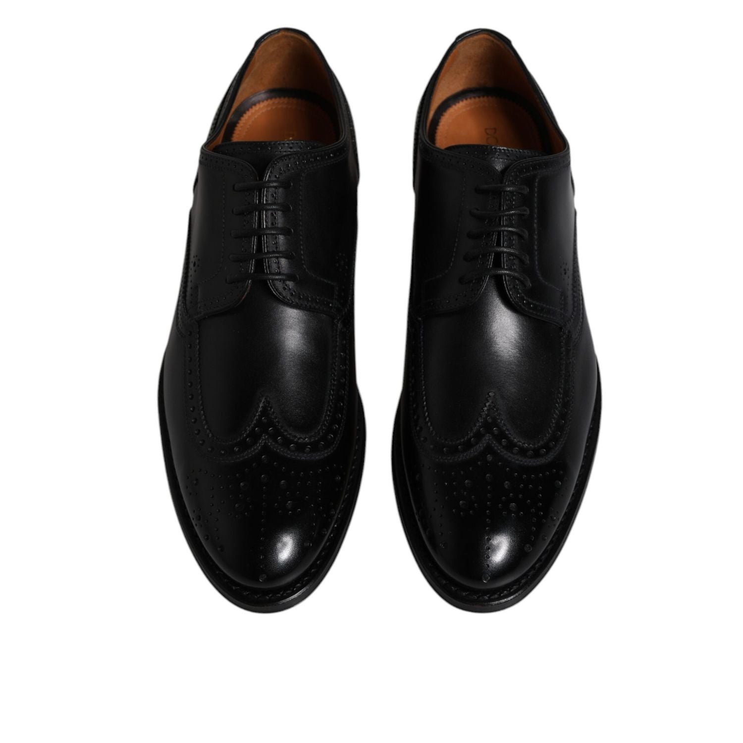 Dolce & Gabbana Black Leather Derby Wingtip Formal Shoes