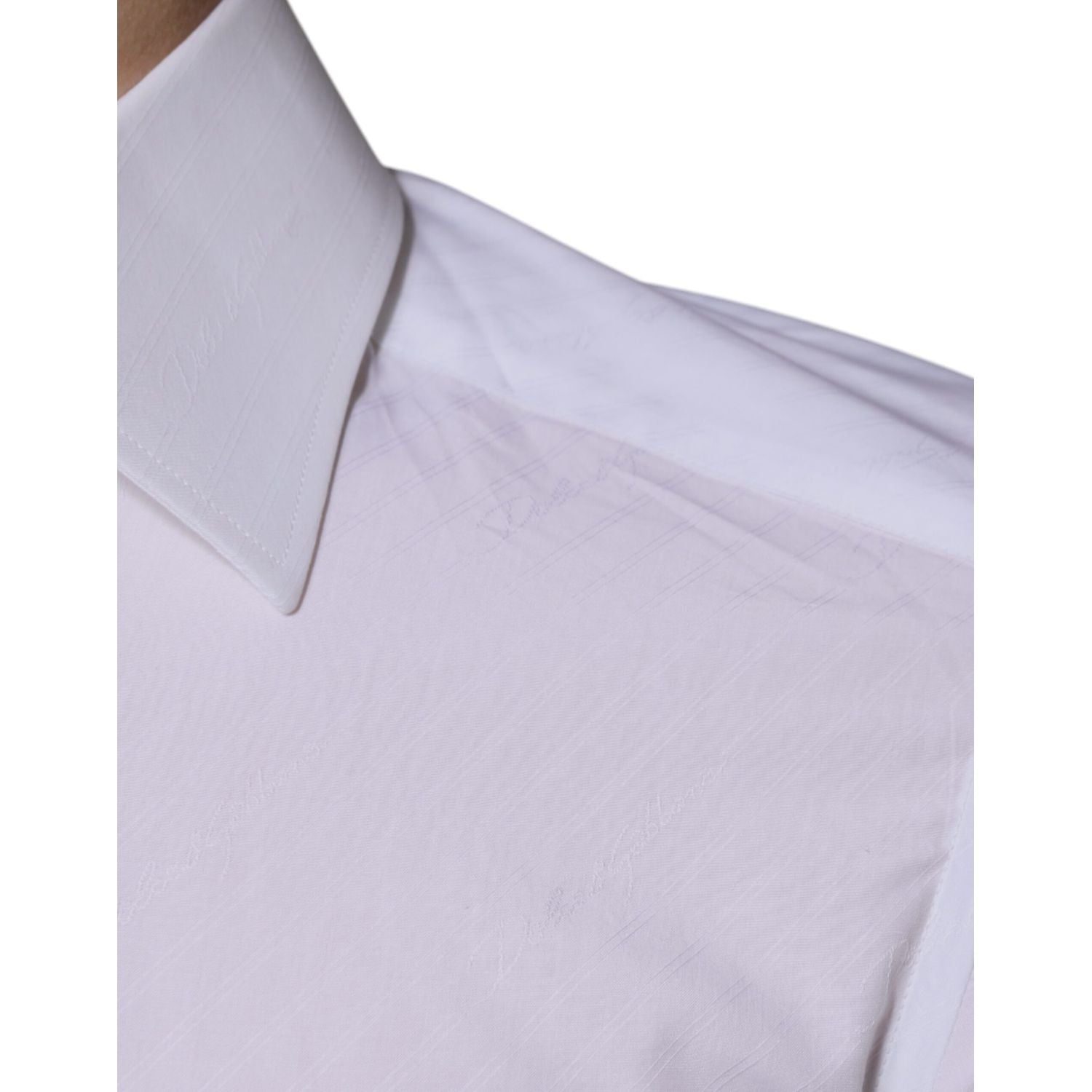 Dolce & Gabbana White Cotton Long Sleeve GOLD Dress Shirt