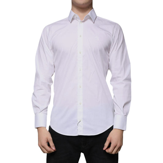 Dolce & Gabbana White Cotton Slim Fit Men MARTINI Dress Shirt TSH86493-38