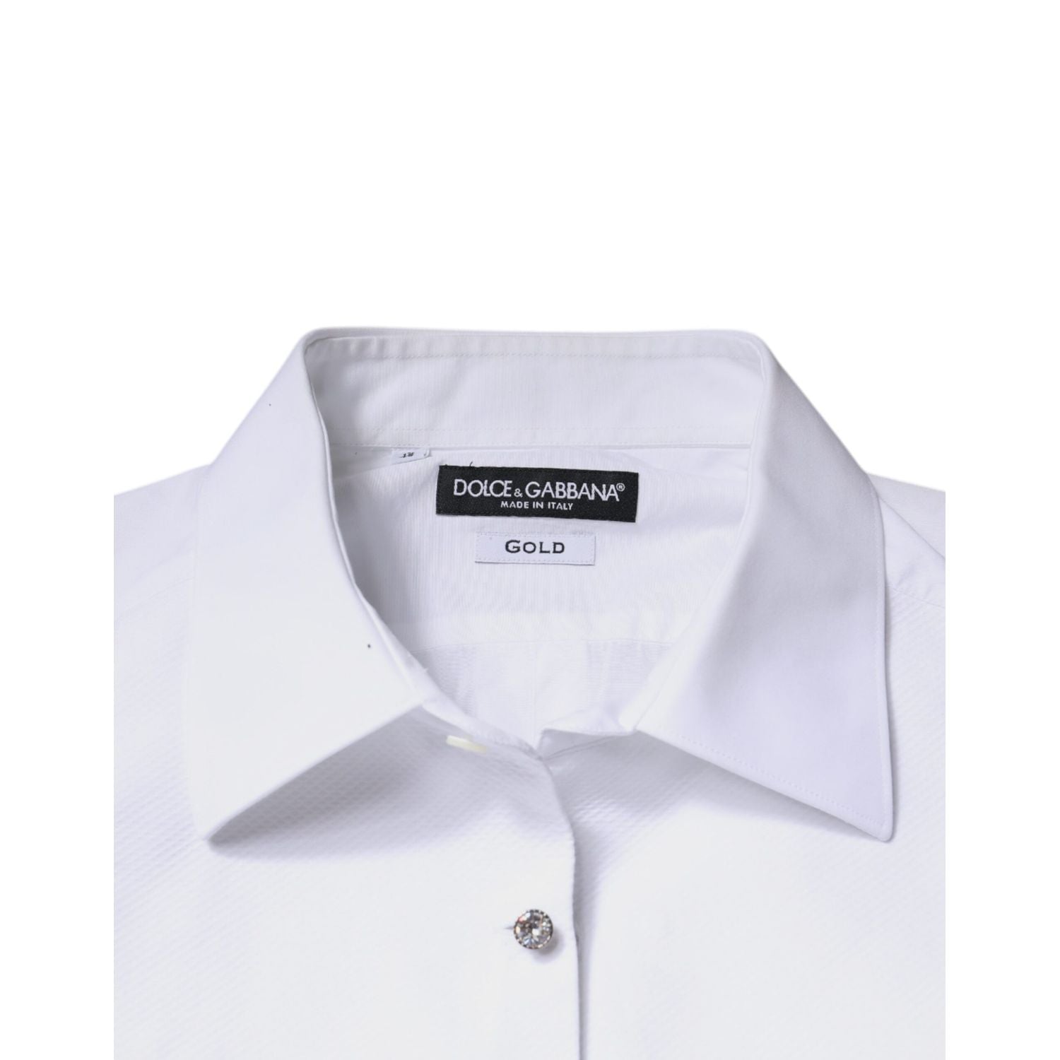 Dolce & Gabbana White Bib Cotton Poplin GOLD Men Formal Shirt