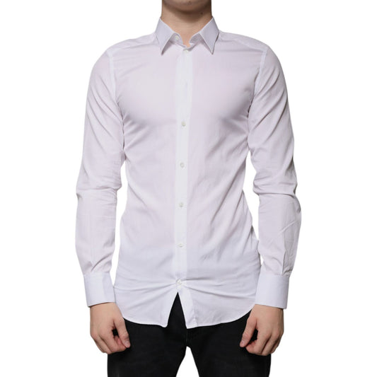 Dolce & Gabbana White Cotton Formal Men GOLD Dress Shirt