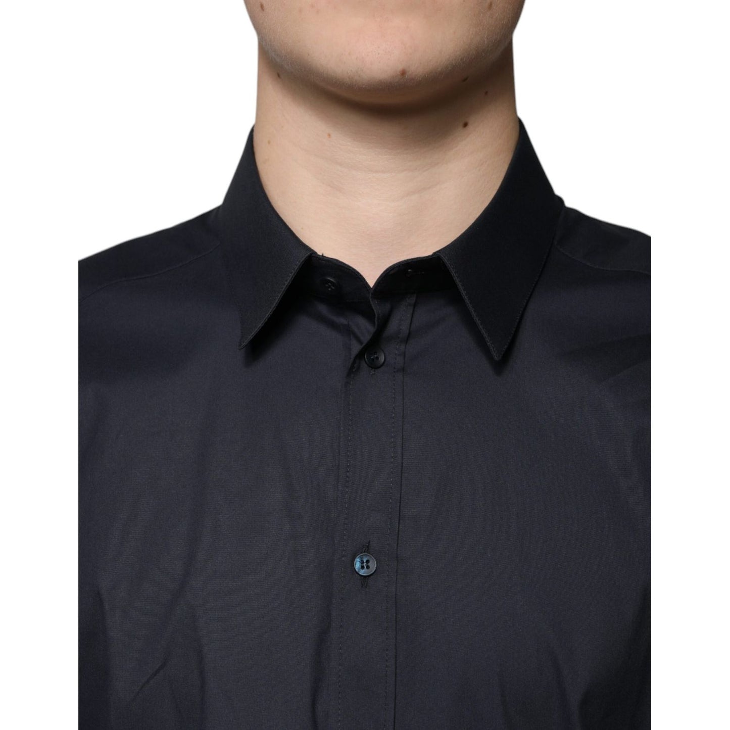 Dolce & Gabbana Black Cotton Blend Formal GOLD Dress Shirt