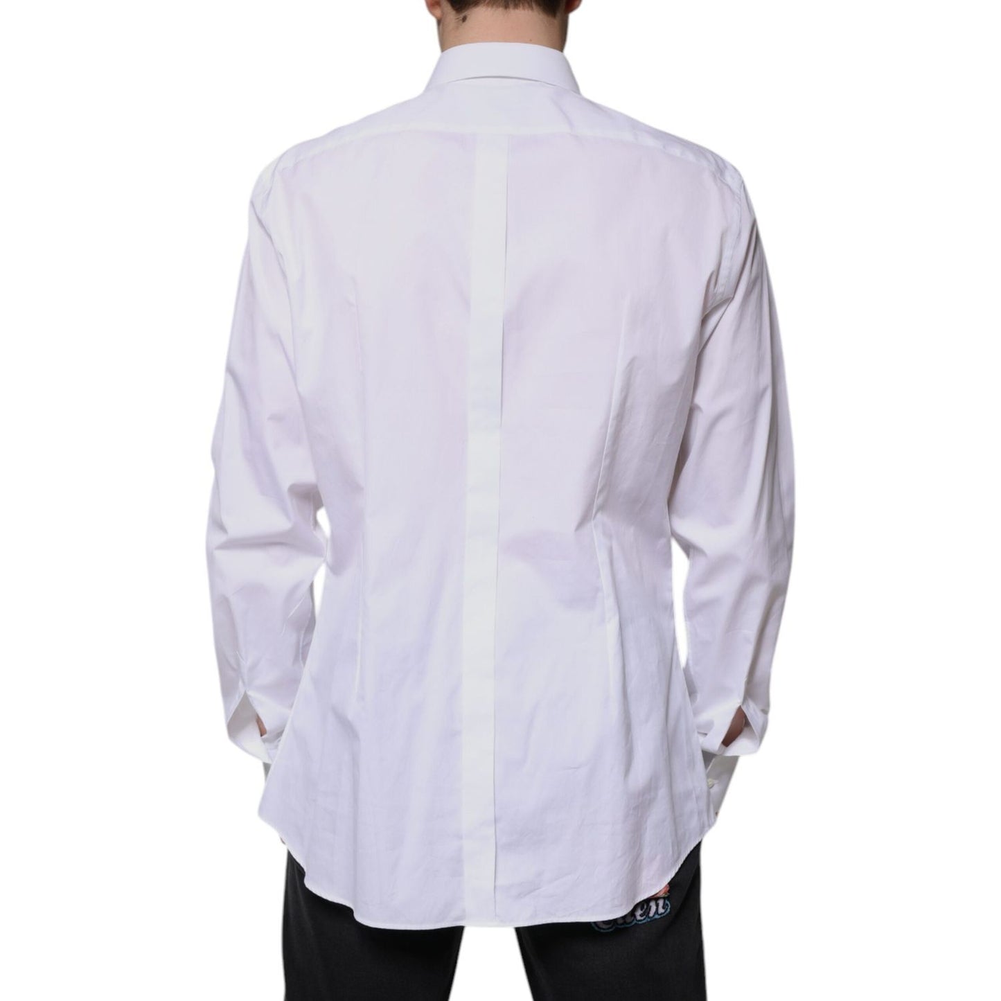 Dolce & Gabbana White Bib Cotton Poplin GOLD Formal Shirt