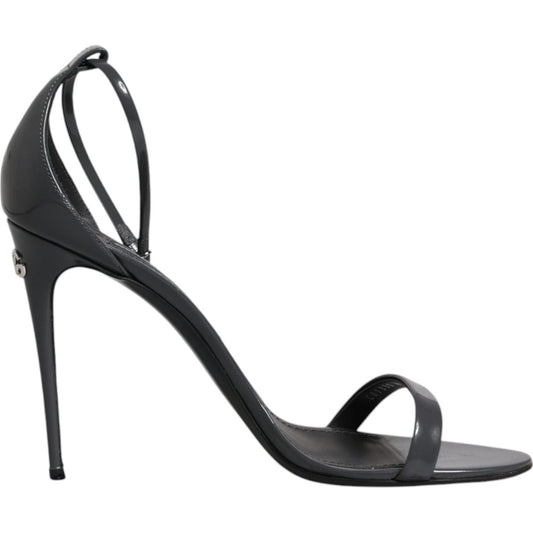 Dolce & Gabbana Grey Leather Ankle Strap Heel Sandals Shoes Dolce & Gabbana Dark Slate Gray