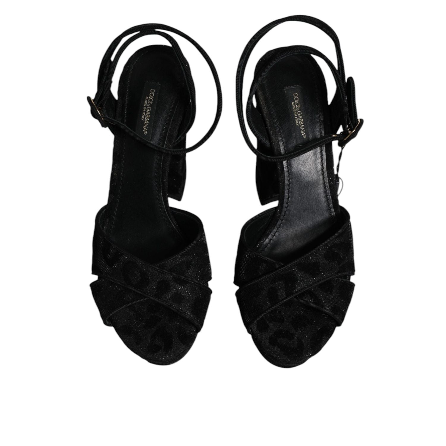 Dolce & Gabbana Black Leopard Platform Heels Sandals Shoes