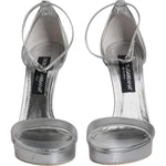 Dolce & Gabbana Silver Leather Platform Keira Sandals Shoes LA12077-40