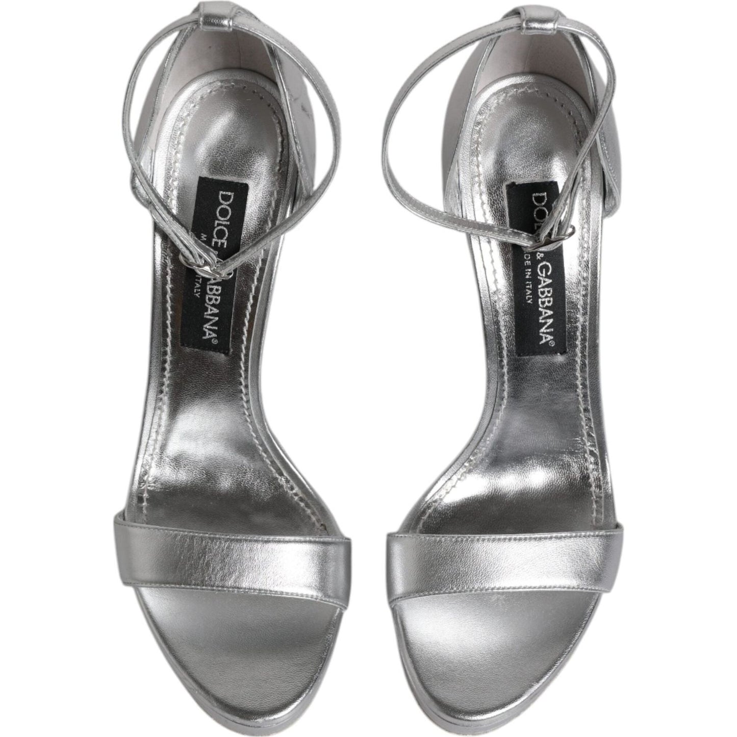 Dolce & Gabbana Silver Leather Platform Keira Sandals Shoes LA12077-40