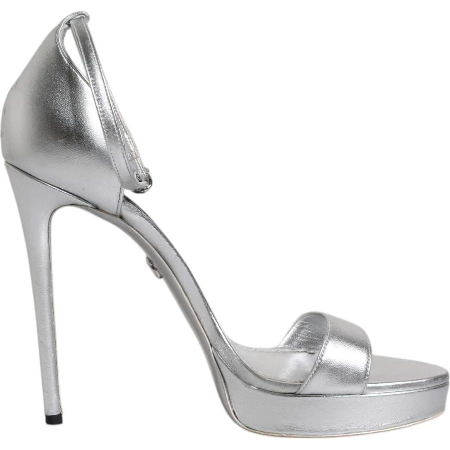 Dolce & Gabbana Silver Leather Platform Keira Sandals Shoes LA12077-40