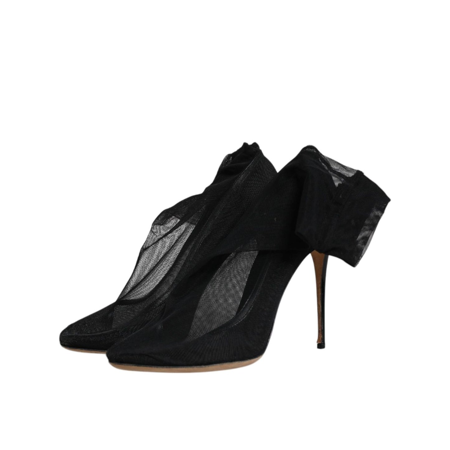 Dolce & Gabbana Black Nylon Stretch Mesh Sock Boots Shoes