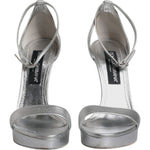 Dolce & Gabbana Silver Leather Platform Keira Sandals Shoes LA12135-40