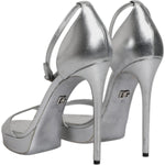 Dolce & Gabbana Silver Leather Platform Keira Sandals Shoes LA12135-40