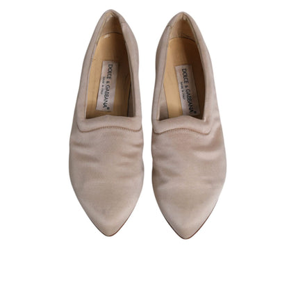 Dolce & Gabbana Beige Fabric Slip On Ballerina Flats Shoes
