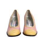 Dolce & Gabbana Pink Yellow Leather Block Heels Pumps Shoes LA12213-39