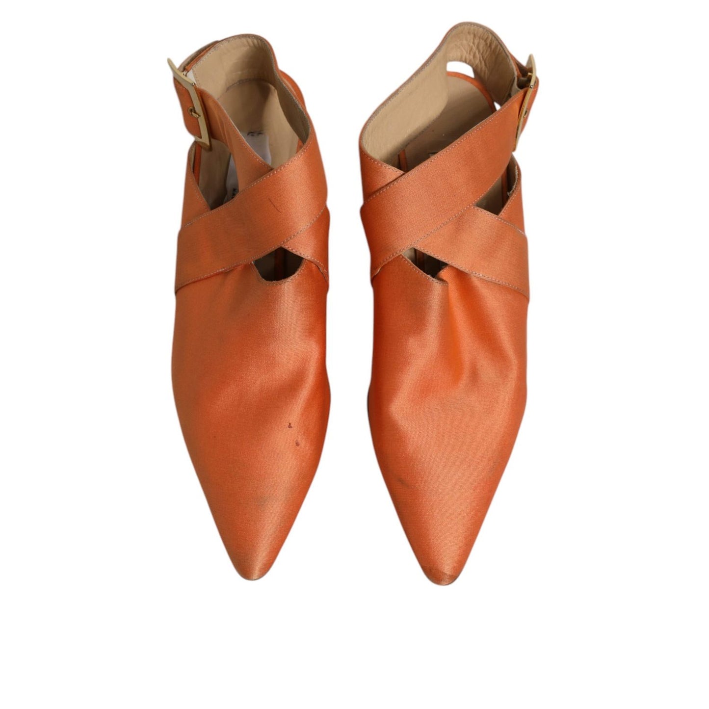 Dolce & Gabbana Orange Kitten Heels Slingback Sandals Shoes