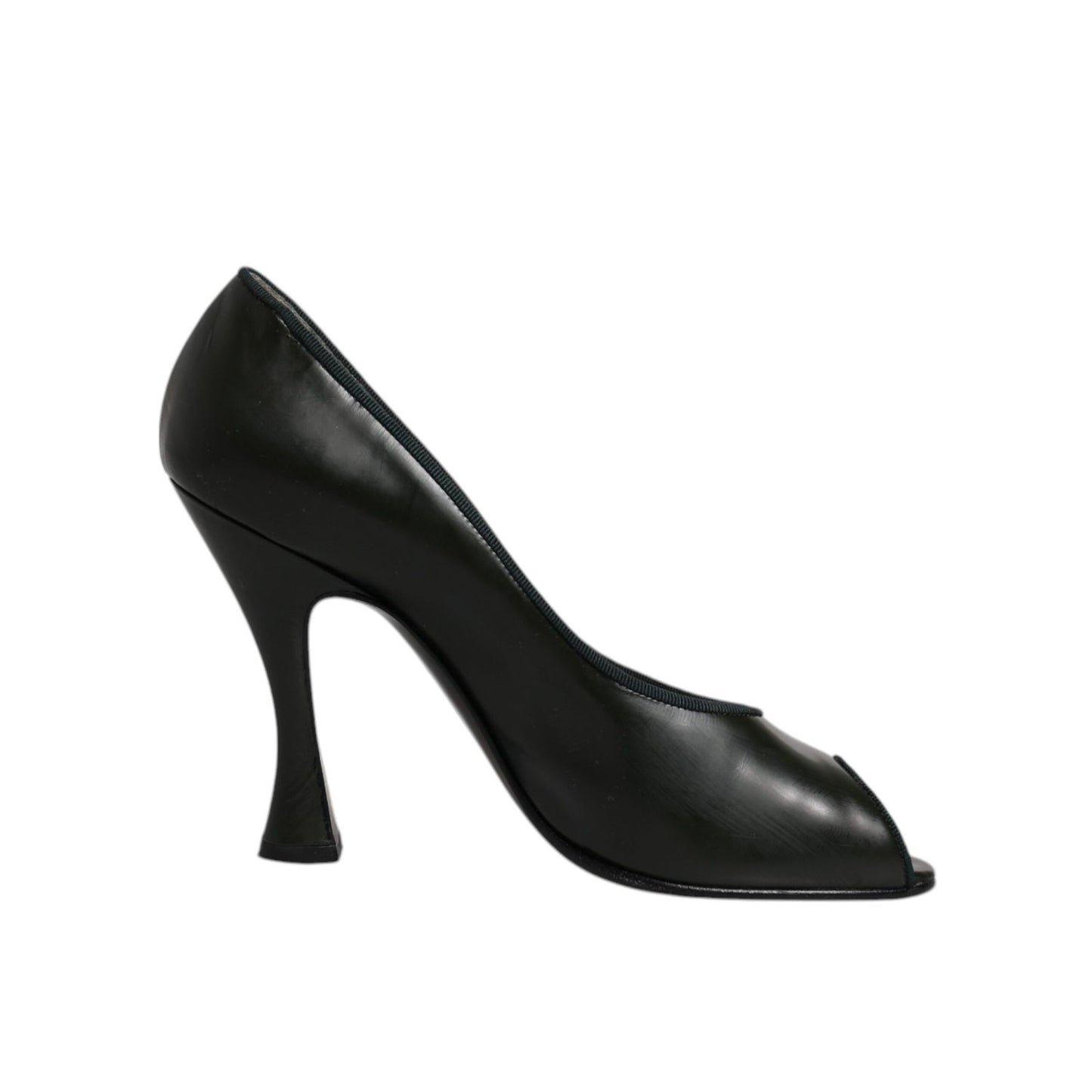 Dolce & Gabbana Green Leather Peep Toe Heels Pumps Shoes