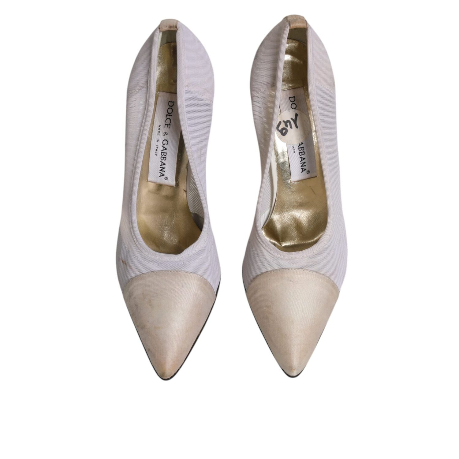 Dolce & Gabbana White Beige Leather High Heels Pumps Shoes