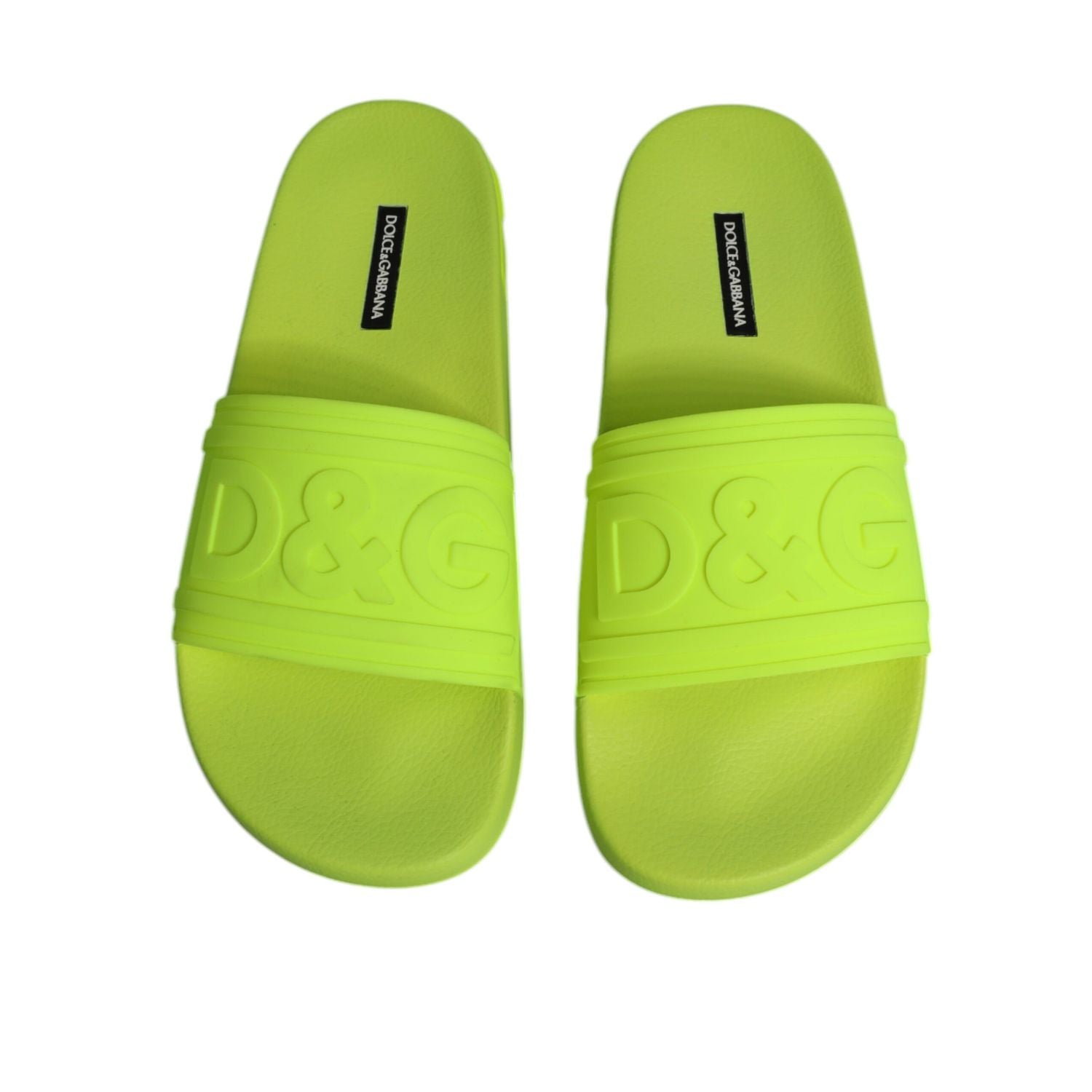 Dolce & Gabbana Green Rubber Slides Sandals Beachwear Shoes