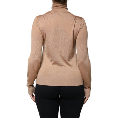 Dolce & Gabbana Brown Turtleneck Long Sleeve Pullover Sweater