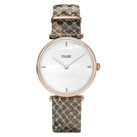 Cluse Beige Leather Dress Watch