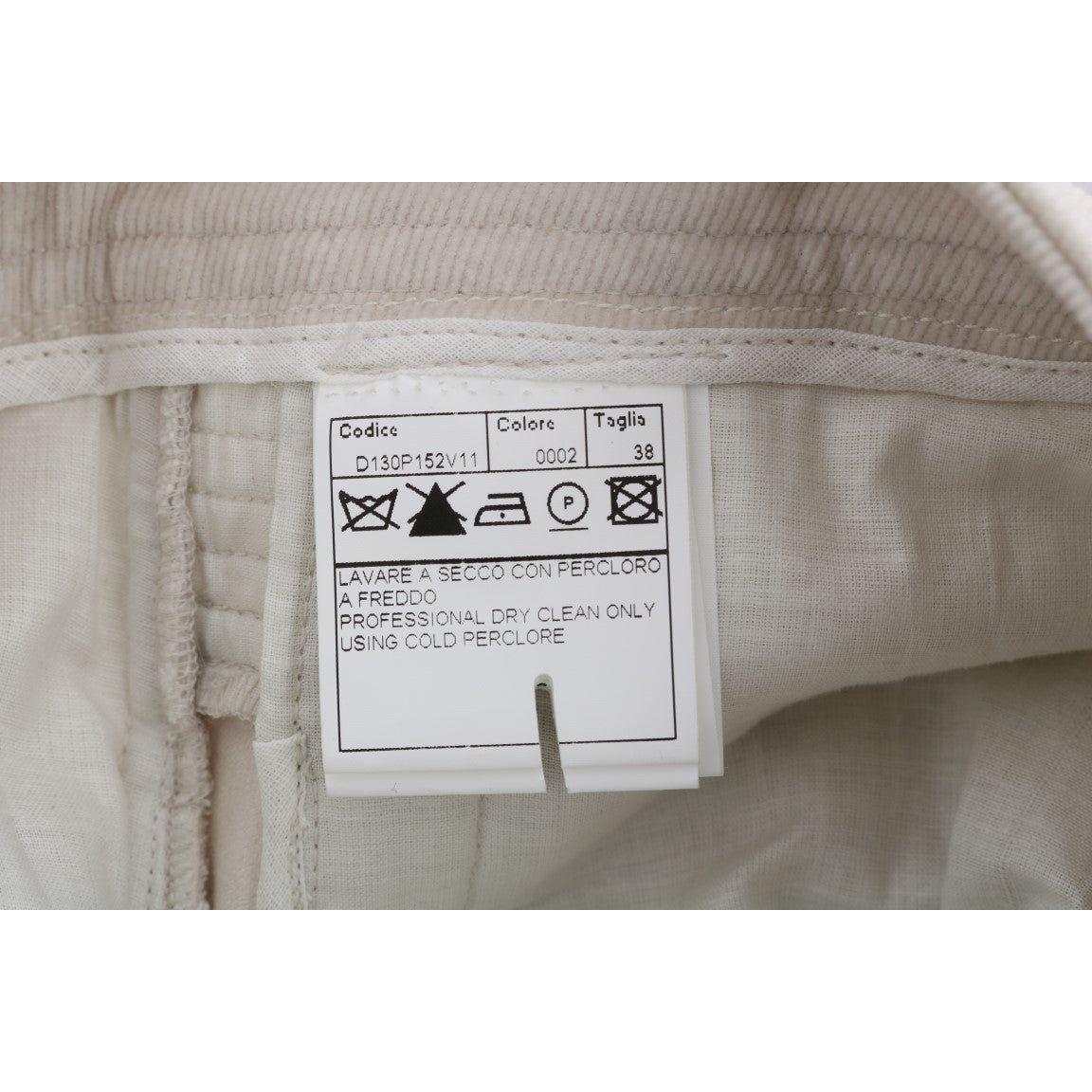 Ermanno Scervino Beige Slim Jeans Corduroy Skinny Pants Jeans & Pants