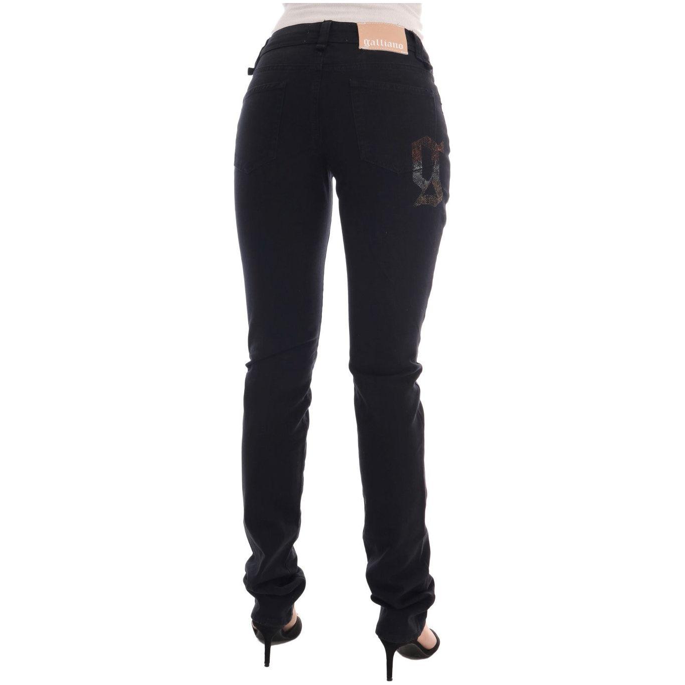 John Galliano Black Cotton Denim Stretch Regular Fit Jeans