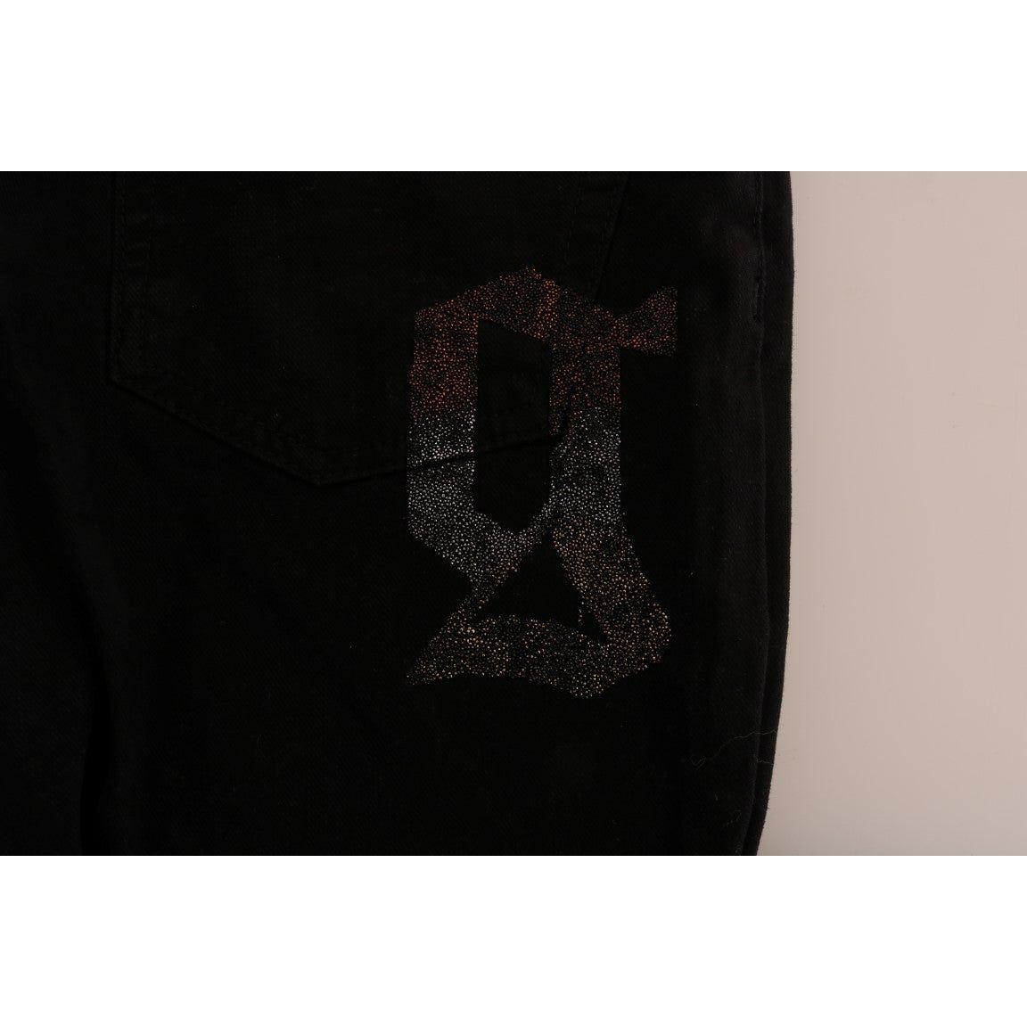 John Galliano Black Cotton Denim Stretch Regular Fit Jeans