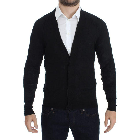 Costume National Elegant Black Merino Wool Cardigan Costume National Black