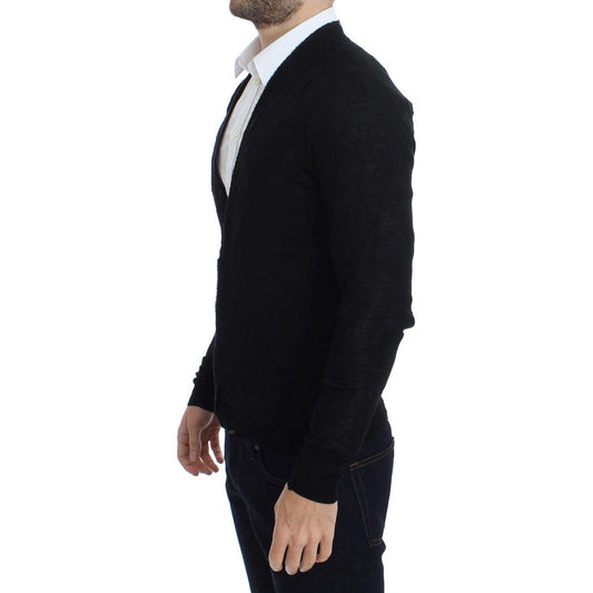 Costume National Elegant Black Merino Wool Cardigan Costume National Black