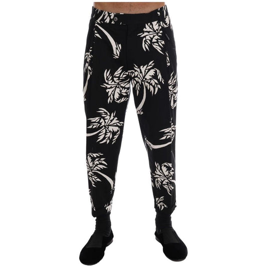 Dolce & Gabbana Elegant Tree Print Ankle Trousers Jeans & Pants Dolce & Gabbana Gray