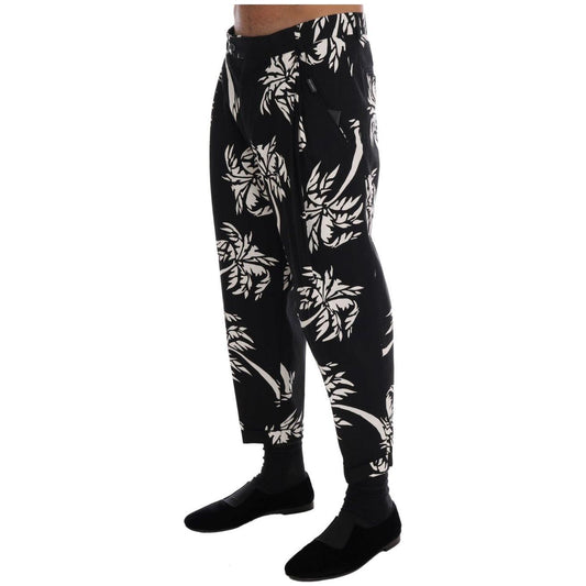 Dolce & Gabbana Elegant Tree Print Ankle Trousers Jeans & Pants Dolce & Gabbana Gray