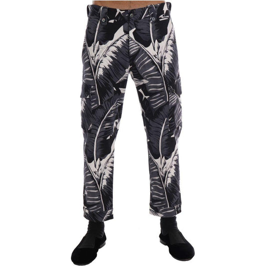Dolce & Gabbana Elegant Capri Casual Pants in Banana Leaf Print Dolce & Gabbana Dark Slate Gray