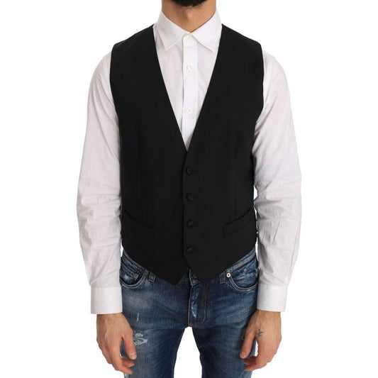 Dolce & Gabbana Elegant Slim Fit Formal Vest in Black Dolce & Gabbana Dark Slate Gray