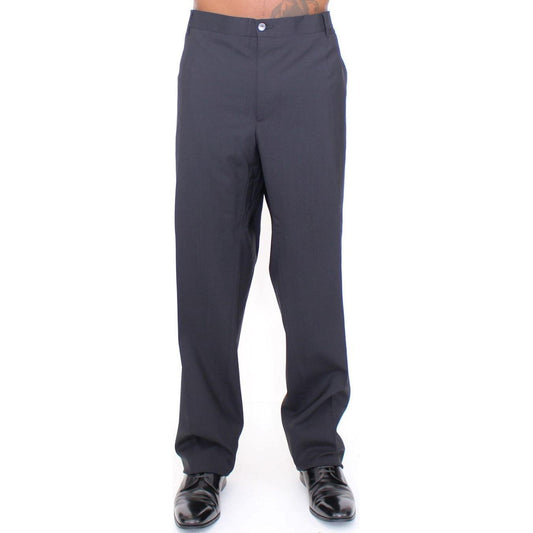 Dolce & Gabbana Elegant Pleated Black Wool Trousers Jeans & Pants Dolce & Gabbana Dark Slate Gray