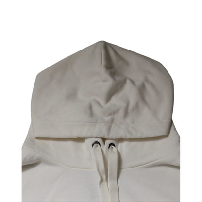 Dolce & Gabbana White Logo Hooded Pullover Men Sweatshirt Sweater