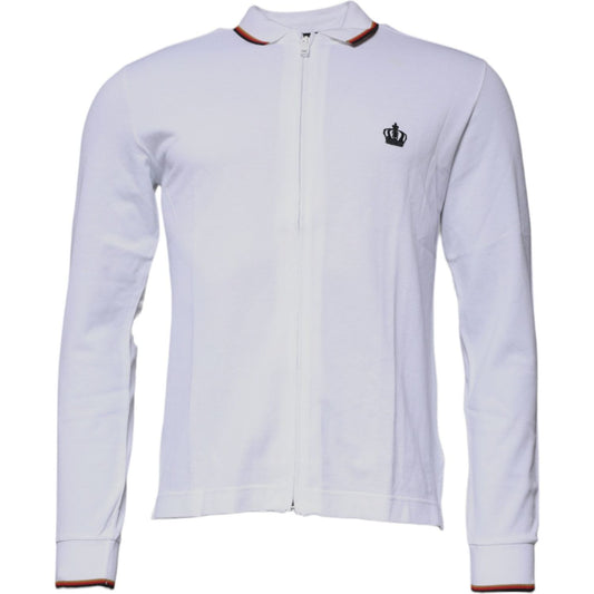 Dolce & Gabbana White Crown Men Full Zip Sweatshirt Sweater TSH87416-46