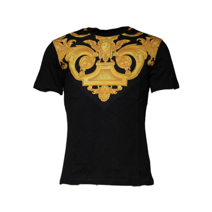 Versace Black Medusa Print Cotton Crew Neck T-shirt