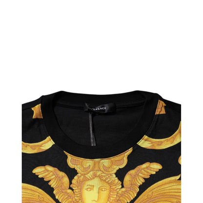 Versace Black Medusa Print Cotton Crew Neck T-shirt