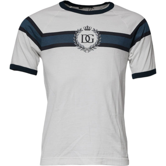 Dolce & Gabbana White DG Crown Cotton Crew Neck T-shirt TSH87241-44
