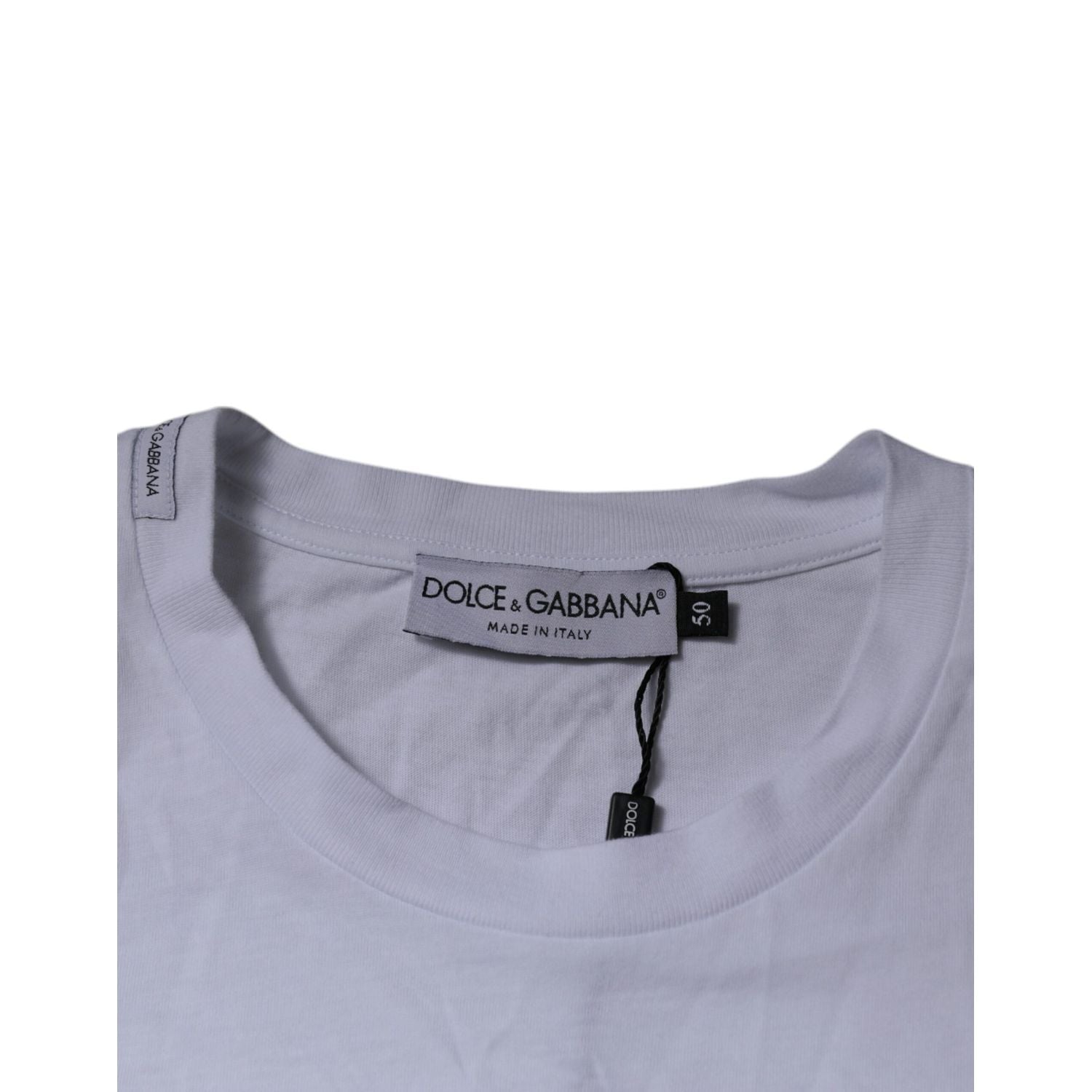 Dolce & Gabbana White DG Logo Cotton Crew Neck T-shirt