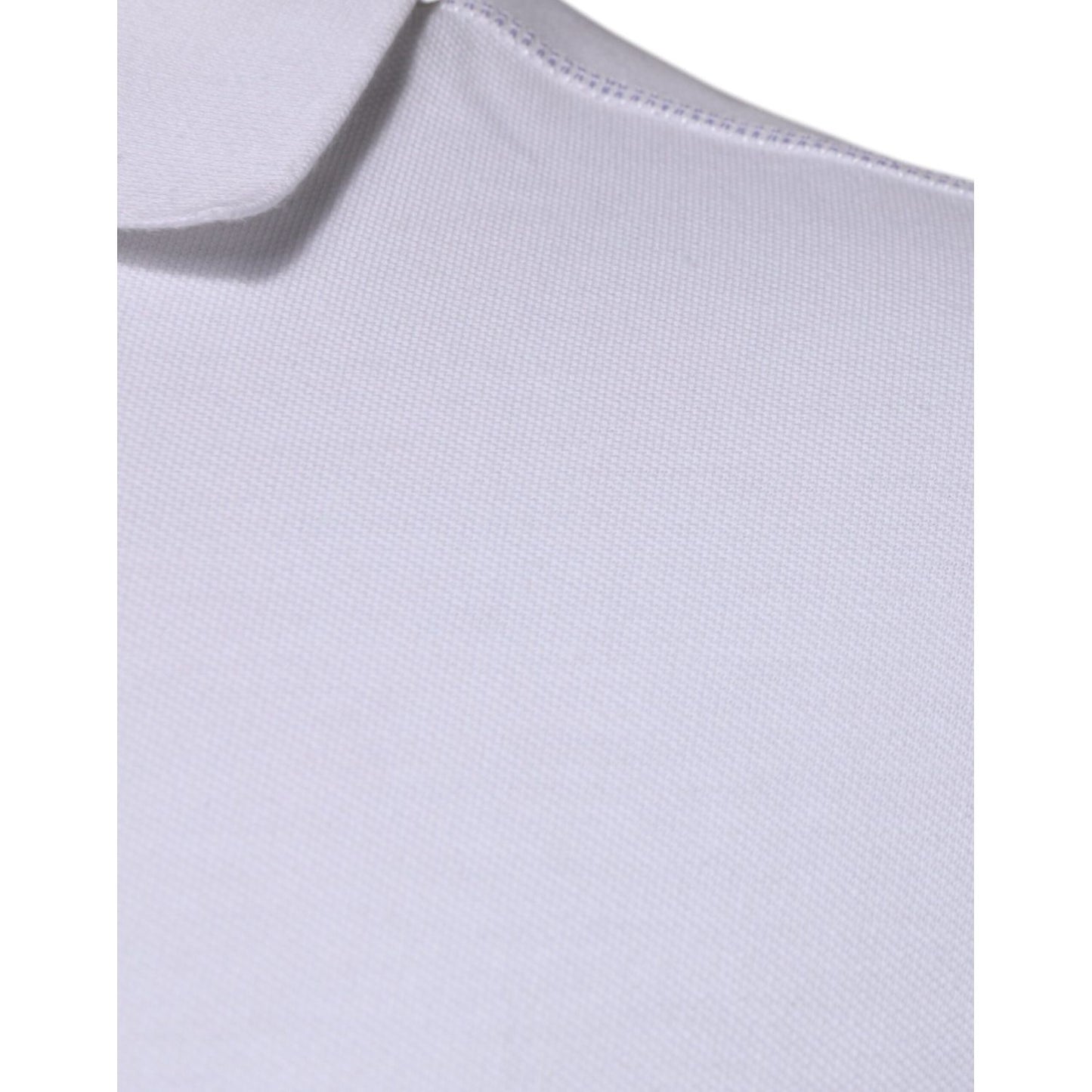 Dolce & Gabbana White Cotton Logo Plaque Collared Polo T-shirt