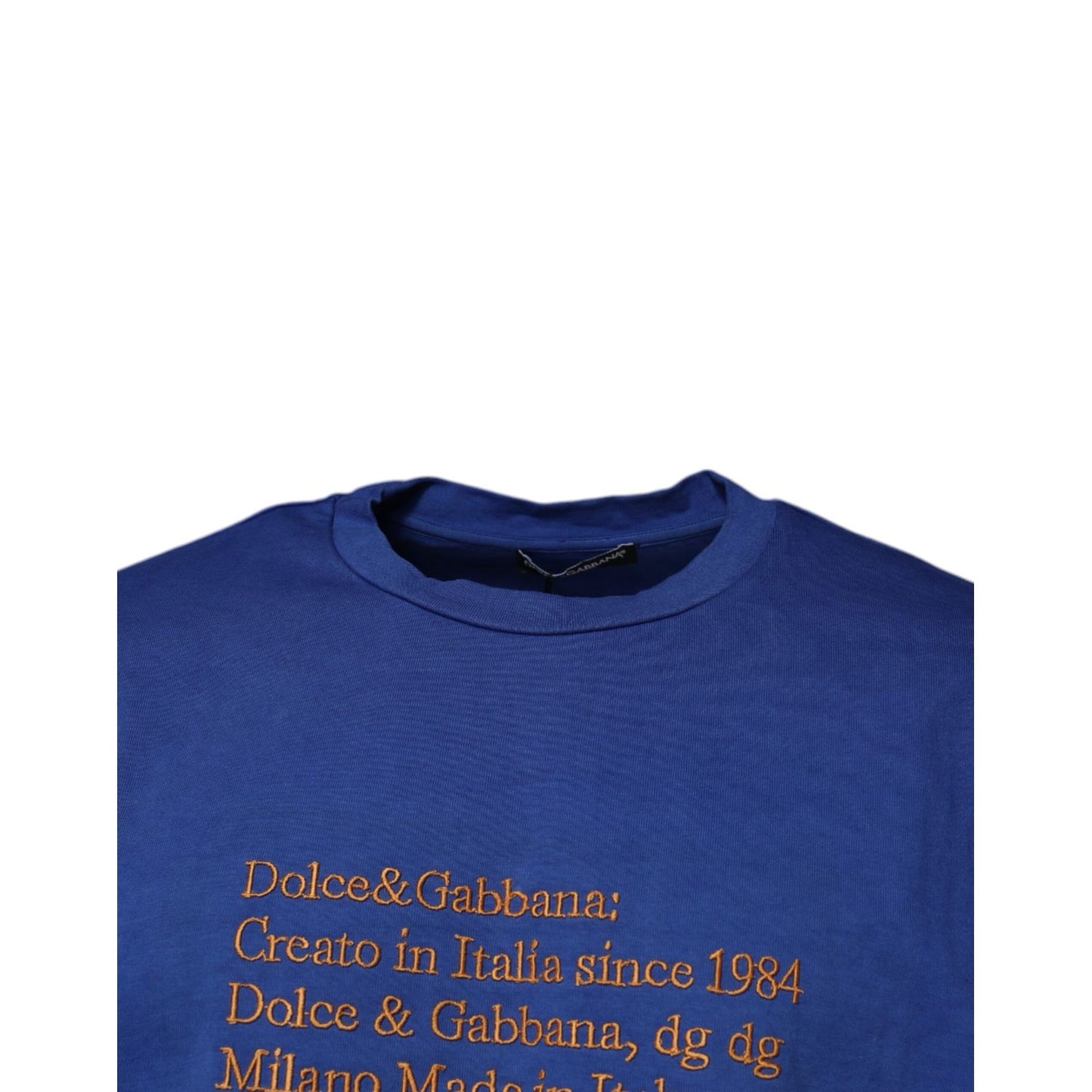 Dolce & Gabbana Blue Graphic Print Cotton Crew Neck T-shirt